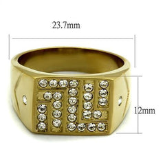 Jewellery Kingdom 18kt Steel Pinky Pave Cubic Zirconia Mens Gold Signet Ring - Jewelry Rings - British D'sire