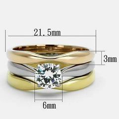 Jewellery Kingdom 1CT CZ Stainless Steel Yellow Gold Ladies Rose Engagement Ring Set Gold - Jewelry Rings - British D'sire