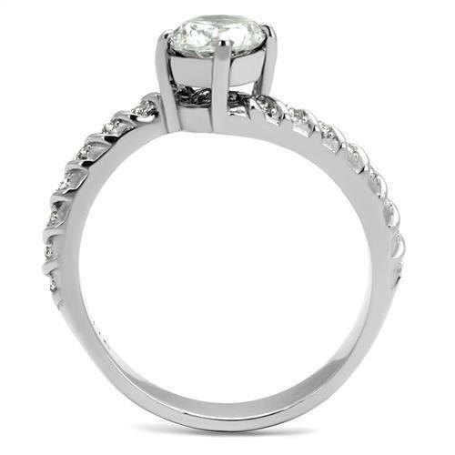 Jewellery Kingdom 1CT Solitaire Accents Cubiz Zirconia Stainless Steel Engagement Ladies Ring - Jewelry Rings - British D'sire