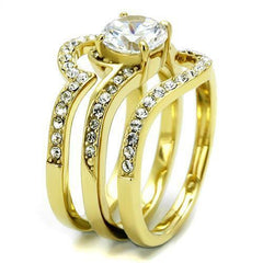 Jewellery Kingdom 2 Carat Bezel Steel Engagement Wedding Ladies Ring Sets (Gold) - Rings - British D'sire