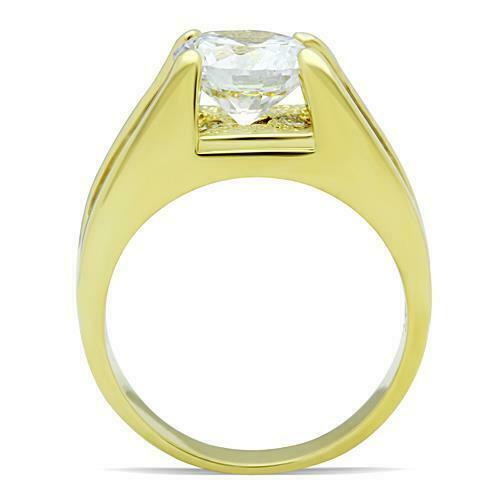 Jewellery Kingdom 2CT Cubic Zirconia Steel 18kt Solitaire With Accents Ladies Gold Ring - Jewelry Rings - British D'sire