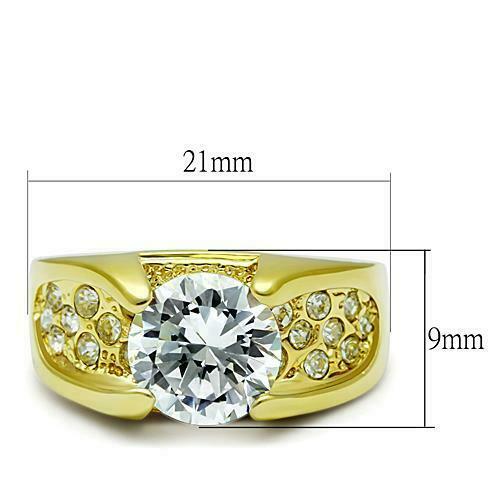 Jewellery Kingdom 2CT Cubic Zirconia Steel 18kt Solitaire With Accents Ladies Gold Ring - Jewelry Rings - British D'sire