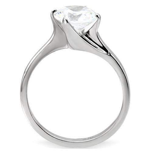 Jewellery Kingdom 3 Carat Solitaire Ring Ladies Cz Cubic Zirconia Stainless Steel Engagement - Jewelry Rings - British D'sire