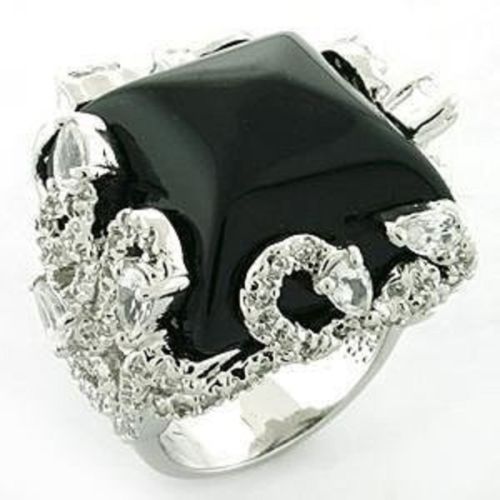 Jewellery Kingdom 30 CT Cubic Zirconia Jet Fancy Pear Cuts Clear Ladies Black Ring - Jewelry Rings - British D'sire