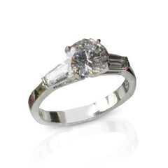 Jewellery Kingdom 3CT Ladies Baguettes Solitaire Cubic Zirconia Engagement Ring - Engagement Rings - British D'sire