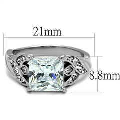 Jewellery Kingdom 4CT Solitaire Cubic Zirconia Stainless Steel Ladies Princess Ring (Silver) - Jewelry Rings - British D'sire