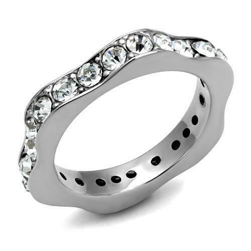 Jewellery Kingdom 4mm Full Eternity Band Ladies Cubic Zirconia Stainless Steel Ring (Silver) - Jewelry Rings - British D'sire