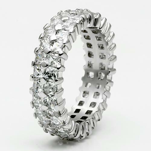 Jewellery Kingdom 7mm Band Princess Cut Silver Cubic Zirconia Ladies Eternity Ring - Jewelry Rings - British D'sire