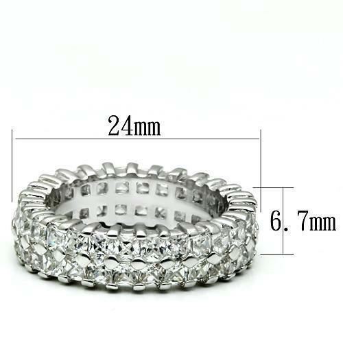 Jewellery Kingdom 7mm Band Princess Cut Silver Cubic Zirconia Ladies Eternity Ring - Jewelry Rings - British D'sire