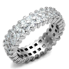 Jewellery Kingdom 7mm Band Princess Cut Silver Cubic Zirconia Ladies Eternity Ring - Jewelry Rings - British D'sire