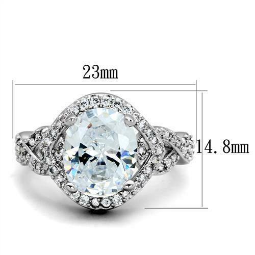 Jewellery Kingdom 8ct Ladies Oval Cz Dress Rhodium Cocktail Handmade Ring (Silver) - Jewelry Rings - British D'sire