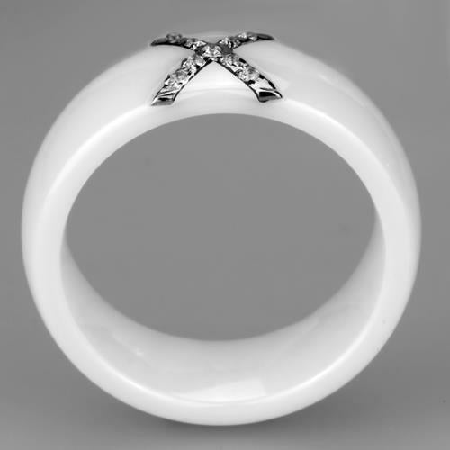 Jewellery Kingdom 8mm Chunky Ceramic Cubic Zirconia Ladies White Cross Ring Band - Jewelry Rings - British D'sire