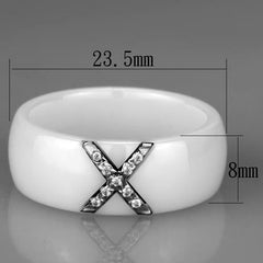 Jewellery Kingdom 8mm Chunky Ceramic Cubic Zirconia Ladies White Cross Ring Band - Jewelry Rings - British D'sire