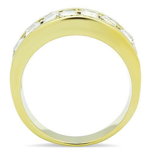 Jewellery Kingdom 9mm Eternity Steel Cubic Zirconia Ladies Princess Cut Gold Band - Jewelry Rings - British D'sire