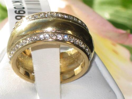 Jewellery Kingdom 9mm Wedding Band Ladies Cz 18kt Steel Mens No Tarnish Ring (Gold) - Jewelry Rings - British D'sire