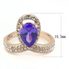 Jewellery Kingdom Amethyst Pear Cocktail Cubic Zirconia Steel Pretty Sparkling Ladies Rose Gold Ring - Jewelry Rings - British D'sire