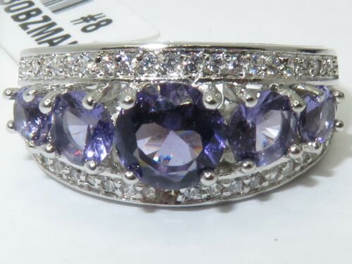 Jewellery Kingdom Amethyst Silver Cz Anniversary Ladies Ring (Purple) - Jewelry Rings - British D'sire