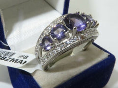 Jewellery Kingdom Amethyst Silver Cz Anniversary Ladies Ring (Purple) - Jewelry Rings - British D'sire