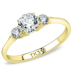 Jewellery Kingdom Anniversary Gold Three Stone Simulated Diamond Ring Past Present Future - Jewelry Rings - British D'sire