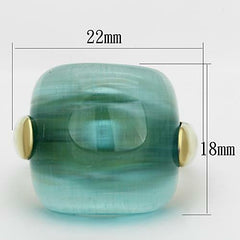 Jewellery Kingdom Aquamarine Cats Eye Synthetic Steel 18kt Ladies Ring (Gold) - Jewelry Rings - British D'sire