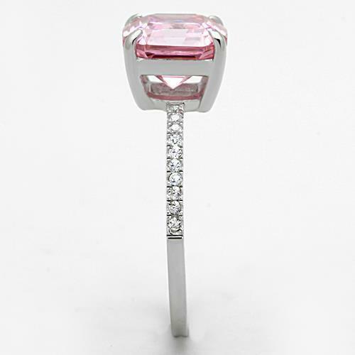 Jewellery Kingdom Asscher Cubic Zirconia Sapphire Ladies Square Sterling Silver Ring (Pink) - Jewelry Rings - British D'sire