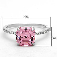 Jewellery Kingdom Asscher Cubic Zirconia Sapphire Ladies Square Sterling Silver Ring (Pink) - Jewelry Rings - British D'sire