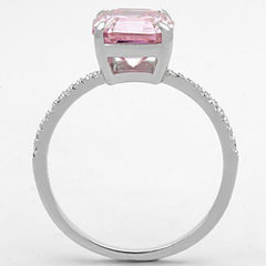 Jewellery Kingdom Asscher Cubic Zirconia Sapphire Ladies Square Sterling Silver Ring (Pink) - Jewelry Rings - British D'sire