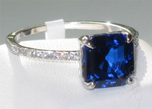 Jewellery Kingdom Asscher Cut Sterling Silver Stamped Ladies Sapphire Ring (Blue) - Rings - British D'sire