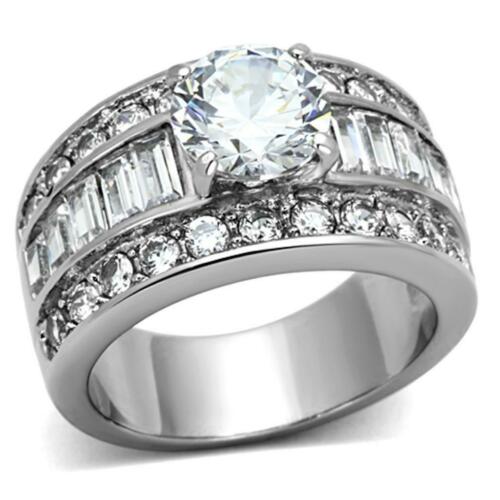 Jewellery Kingdom Baguettes Solitaire Wide Cubic Zirconia Chunky Ladies Ring (Silver) - Jewelry Rings - British D'sire