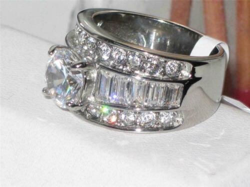 Jewellery Kingdom Baguettes Solitaire Wide Cubic Zirconia Chunky Ladies Ring (Silver) - Jewelry Rings - British D'sire