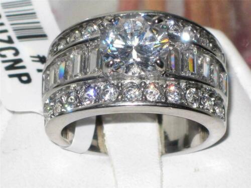 Jewellery Kingdom Baguettes Solitaire Wide Cubic Zirconia Chunky Ladies Ring (Silver) - Jewelry Rings - British D'sire