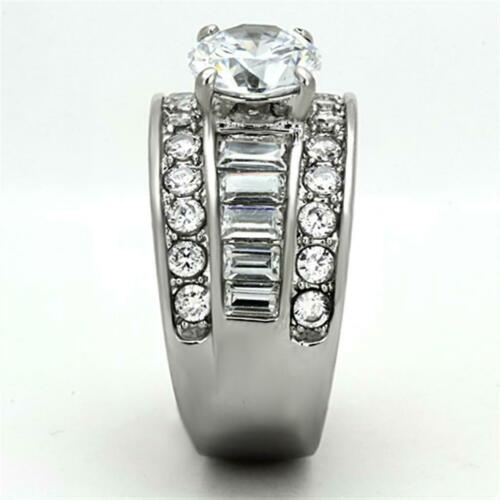 Jewellery Kingdom Baguettes Solitaire Wide Cubic Zirconia Chunky Ladies Ring (Silver) - Jewelry Rings - British D'sire