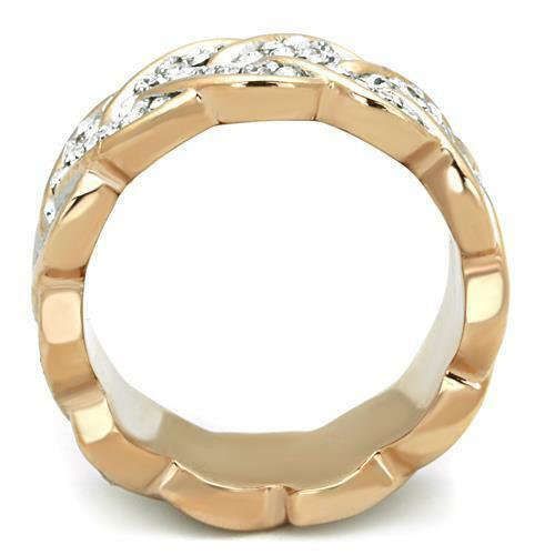 Jewellery Kingdom Band 9mm Cubic Zirconia Ladies Steel Eternity Pave No Tarnish Unique Ring (Rose Gold) - Jewelry Rings - British D'sire