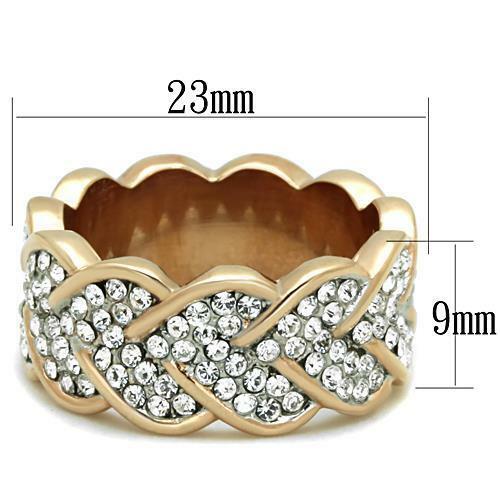 Jewellery Kingdom Band 9mm Cubic Zirconia Ladies Steel Eternity Pave No Tarnish Unique Ring (Rose Gold) - Jewelry Rings - British D'sire