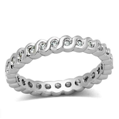 Jewellery Kingdom Band Cubic Zirconia Stacking Wedding Full Eternity Ring (Silver) - Jewelry Rings - British D'sire