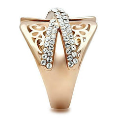 Jewellery Kingdom Band Ladies Crossover Pretty Flat Cubic Zirconia Sz J L Ring (Rose Gold) - Jewelry Rings - British D'sire