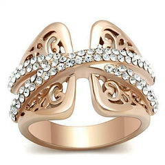 Jewellery Kingdom Band Ladies Crossover Pretty Flat Cubic Zirconia Sz J L Ring (Rose Gold) - Jewelry Rings - British D'sire