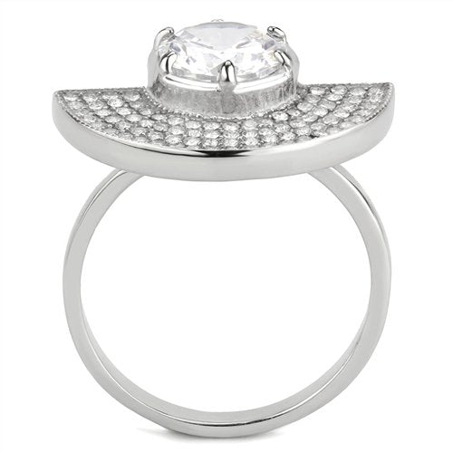 Jewellery Kingdom Band Pave Cubic Zirconia 3CT Unique Stainless Steel Sparkling Ladies Silver Ring - Jewelry Rings - British D'sire