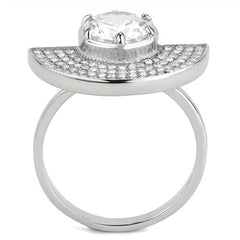 Jewellery Kingdom Band Pave Cubic Zirconia 3CT Unique Stainless Steel Sparkling Ladies Silver Ring - Jewelry Rings - British D'sire