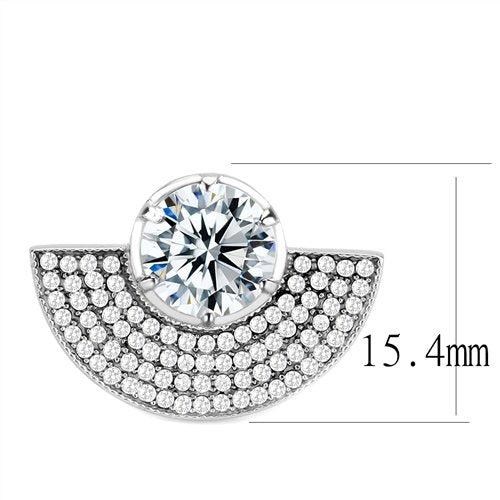 Jewellery Kingdom Band Pave Cubic Zirconia 3CT Unique Stainless Steel Sparkling Ladies Silver Ring - Jewelry Rings - British D'sire