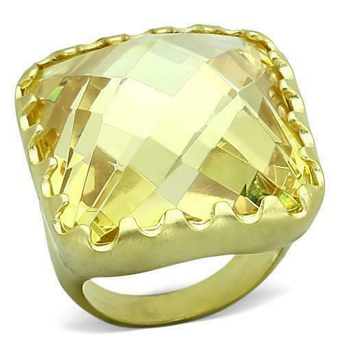 Jewellery Kingdom Big Cocktail Statement Sparkling Ladies Citrine Ring (Gold Yellow) - Rings - British D'sire