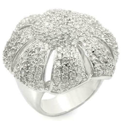 Jewellery Kingdom Big Pave Silver Rhodium Cubic Zirconia Ladies Cocktail Ring - Jewelry Rings - British D'sire