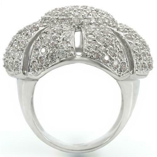 Jewellery Kingdom Big Pave Silver Rhodium Cubic Zirconia Ladies Cocktail Ring - Jewelry Rings - British D'sire