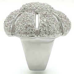 Jewellery Kingdom Big Pave Silver Rhodium Cubic Zirconia Ladies Cocktail Ring - Jewelry Rings - British D'sire