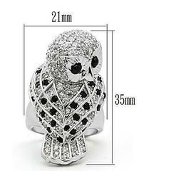 Jewellery Kingdom Bird Animal Black Cubic Zirconia Sparkling Ladies Owl Ring (Silver) - Jewelry Rings - British D'sire