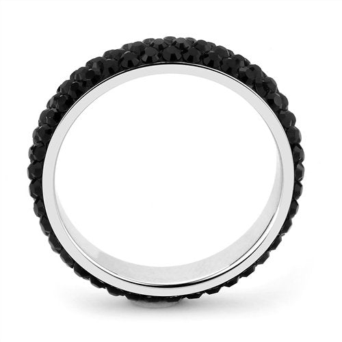 Jewellery Kingdom Black Full Eternity 4mm Pave Jet Cz Stainless Steel Stacking Ring Band - Jewelry Rings - British D'sire