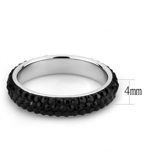 Jewellery Kingdom Black Full Eternity 4mm Pave Jet Cz Stainless Steel Stacking Ring Band - Jewelry Rings - British D'sire