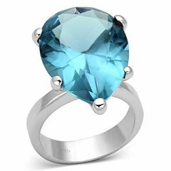 Jewellery Kingdom Blue Cubic Zirconia Sterling Silver 925 10 CT Solitaire Designer Ladies Pear Ring - Jewelry Rings - British D'sire