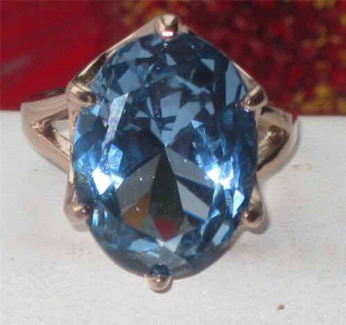 Jewellery Kingdom Blue Topaz Oval Cubic Zirconia 11 Carat Steel Solitaire Ladies Ring (Rose Gold) - Rings - British D'sire