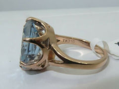 Jewellery Kingdom Blue Topaz Oval Solitaire Steel Ring (Rose Gold& Blue) - Rings - British D'sire